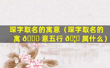 琛字取名的寓意（琛字取名的寓 🐅 意五行 🦅 属什么）